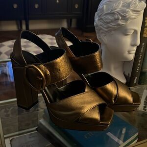 Banana Republic Bronze Platform Sandals